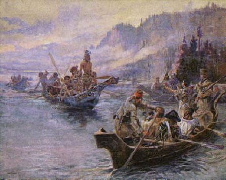 Charles M Russell Lewis and Clark on the Lower Columbia oil painting picture